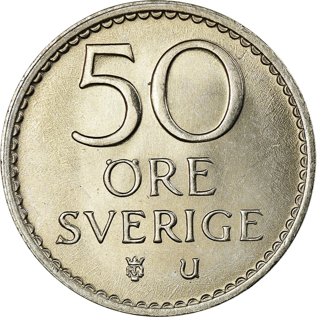 Coin, Sweden, Gustaf VI, 50 Öre, 1972, MS(63), Copper-nickel, KM:837