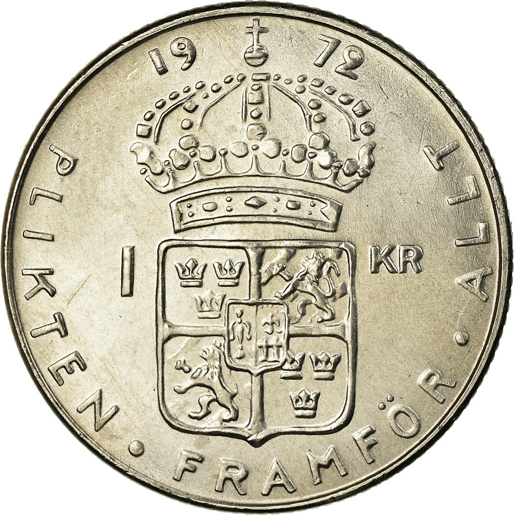 Coin, Sweden, Gustaf VI, Krona, 1972, MS(63), Copper-Nickel Clad Copper, KM:826a