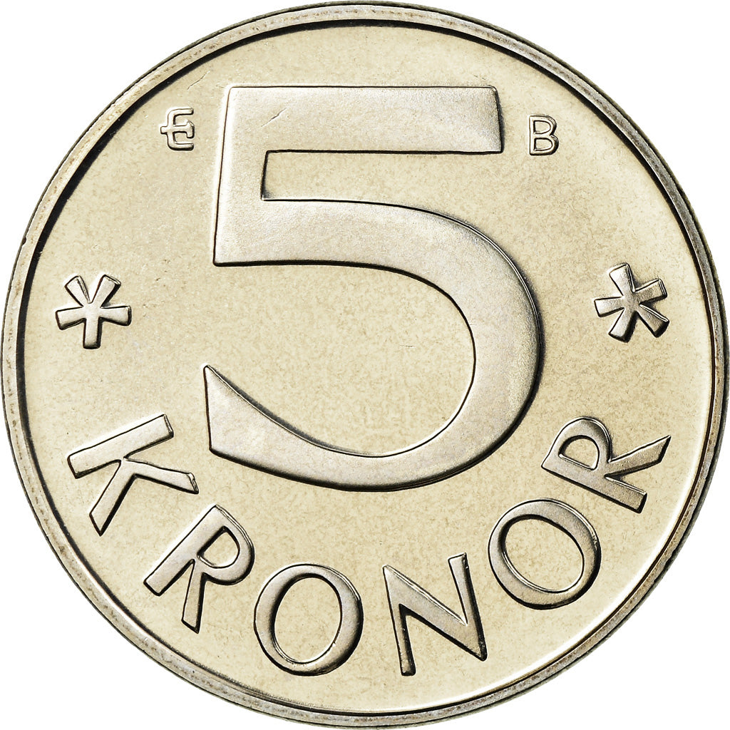 Coin, Sweden, Carl XVI Gustaf, 5 Kronor, 1995, MS(63), Copper-Nickel Clad