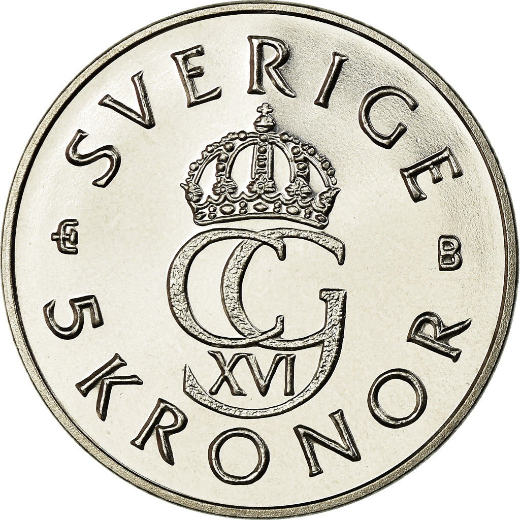 Coin, Sweden, Carl XVI Gustaf, 5 Kronor, 1995, MS(63), Copper-Nickel Clad