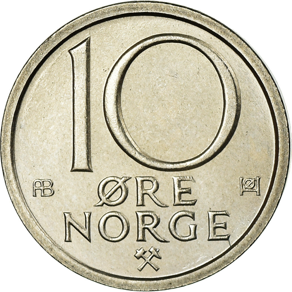 Munten, Noorwegen, Olav V, 10 Öre, 1974, UNC-, Copper-nickel, KM:416