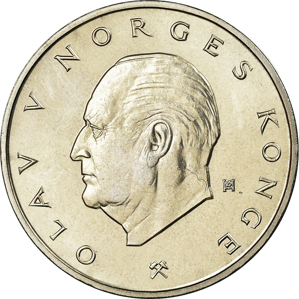 Coin, Norway, Olav V, 5 Kroner, 1974, MS(63), Copper-nickel, KM:420