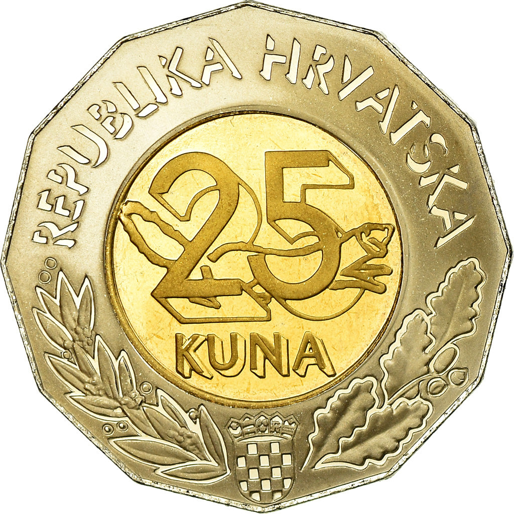 Coin, Croatia, 25 Kuna, 1997, MS(65-70), Bi-Metallic, KM:47