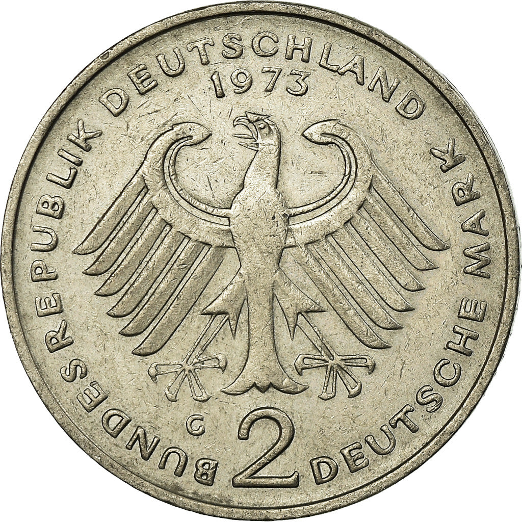 Coin, GERMANY - FEDERAL REPUBLIC, 2 Mark, 1973, Karlsruhe, EF(40-45)