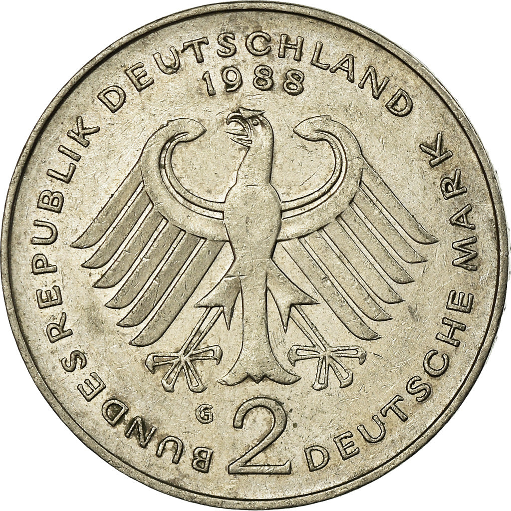 Coin, GERMANY - FEDERAL REPUBLIC, 2 Mark, 1988, Karlsruhe, EF(40-45)