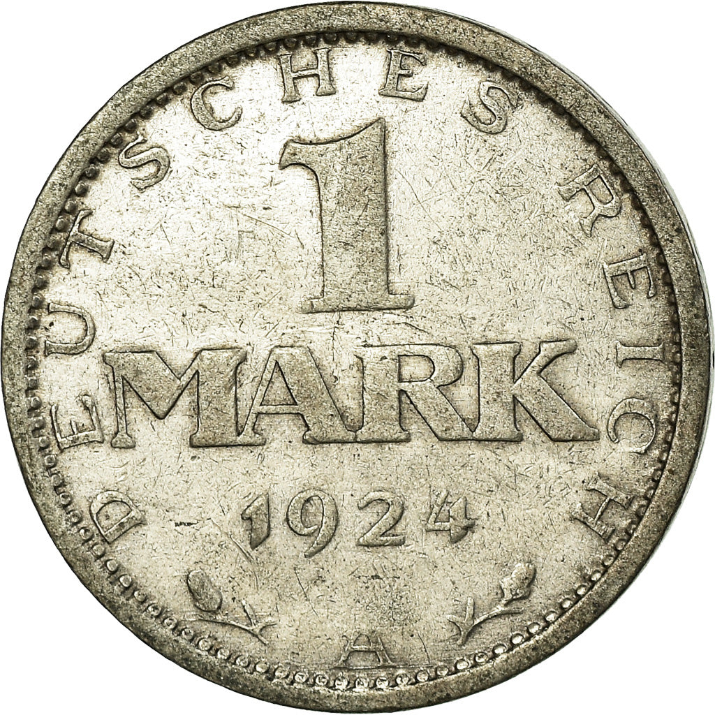 Coin, GERMANY, WEIMAR REPUBLIC, Mark, 1924, Berlin, EF(40-45), Silver, KM:42
