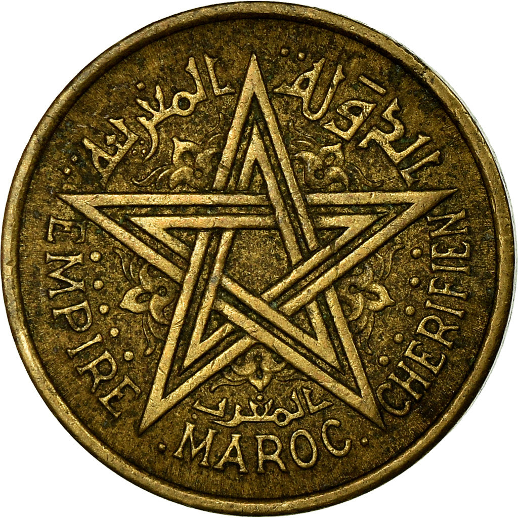 Coin, Morocco, Mohammed V, 50 Centimes, 1945, Paris, EF(40-45), Aluminum-Bronze