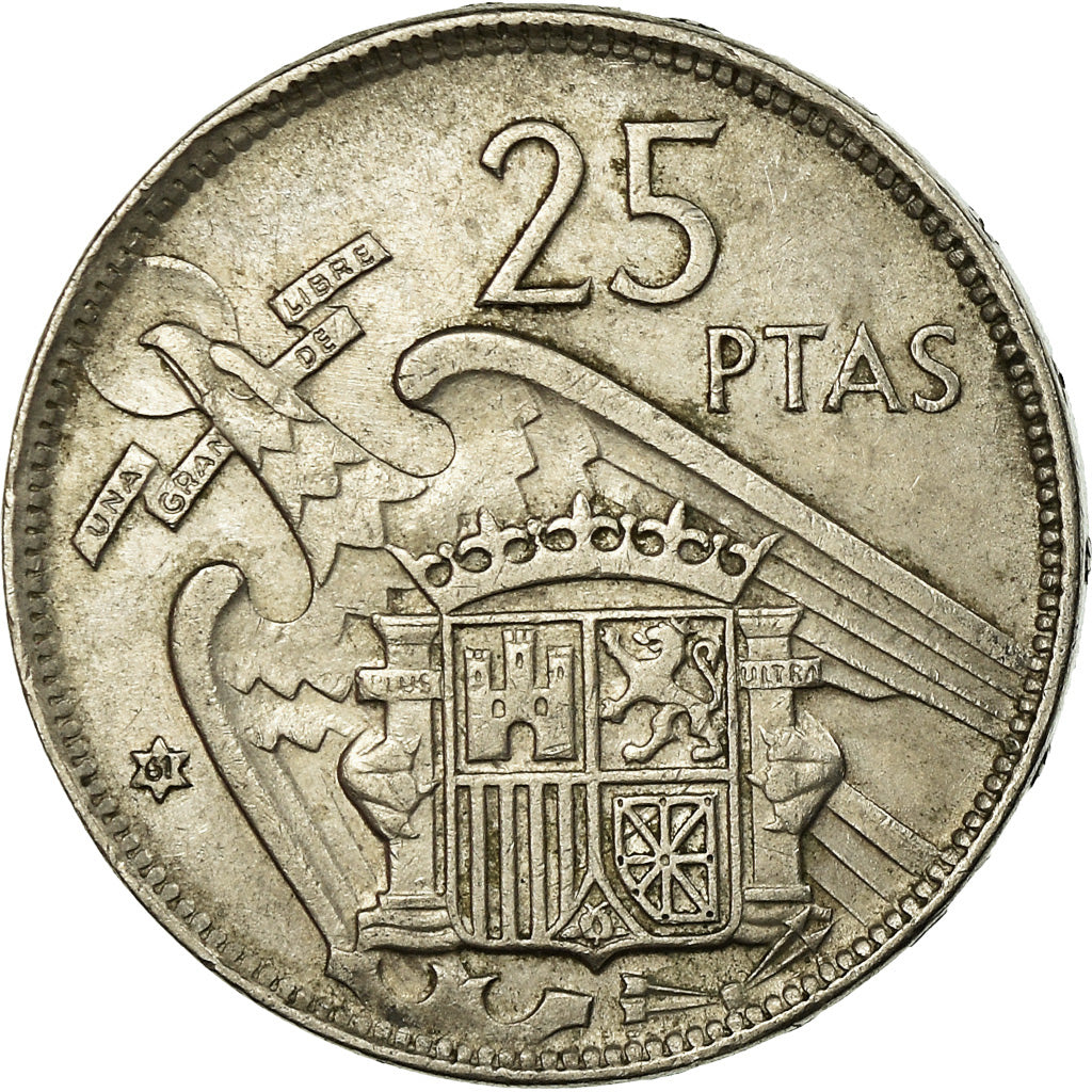 Coin, Spain, Caudillo and regent, 25 Pesetas, 1961, EF(40-45), Copper-nickel