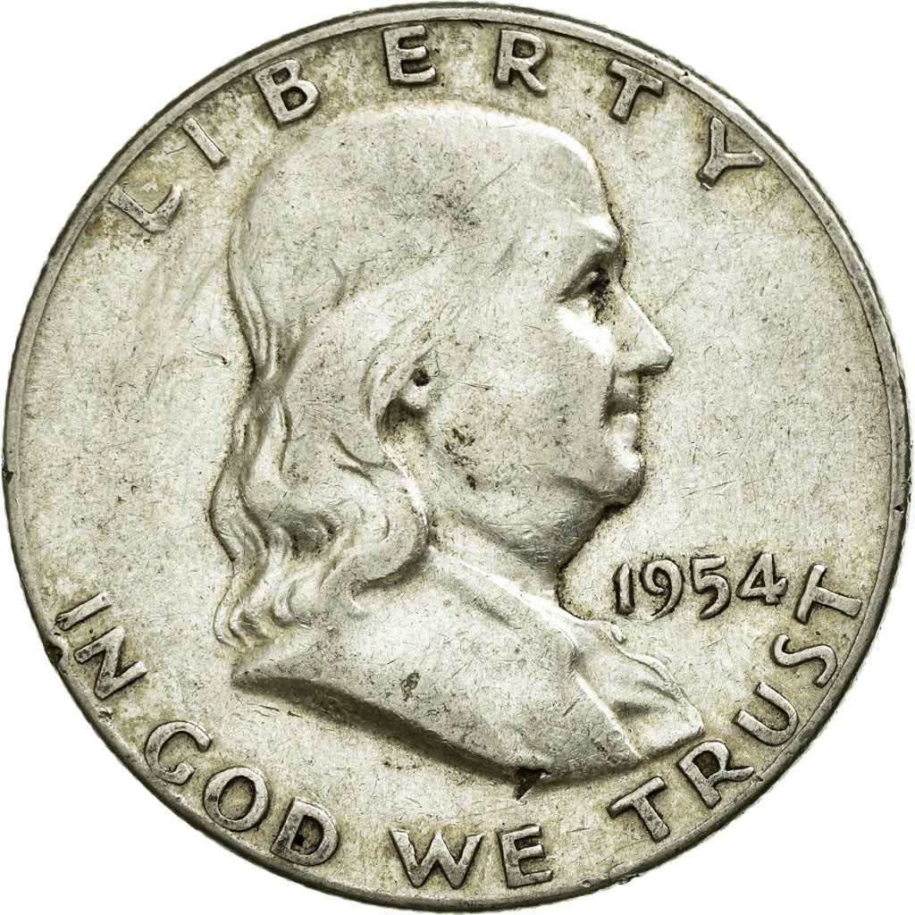 Coin, United States, Franklin Half Dollar, Half Dollar, 1954, U.S. Mint
