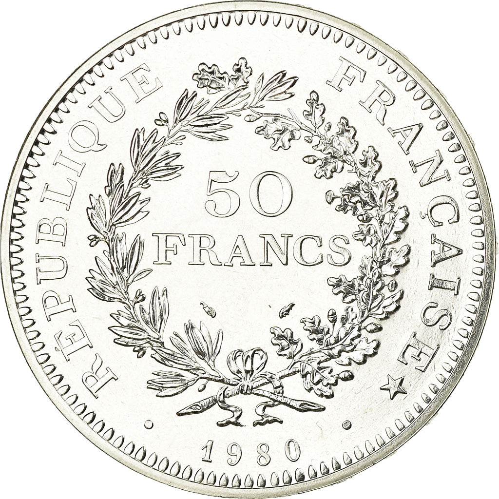 Münze, Frankreich, Hercule, 50 Francs, 1980, Paris, STGL, Silber, KM:941.1