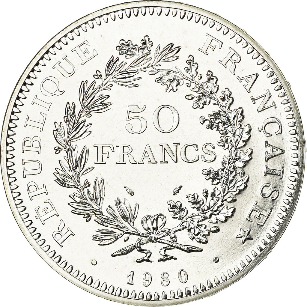 Moneta, Francia, Hercule, 50 Francs, 1980, Paris, FDC, Argento, KM:941.1