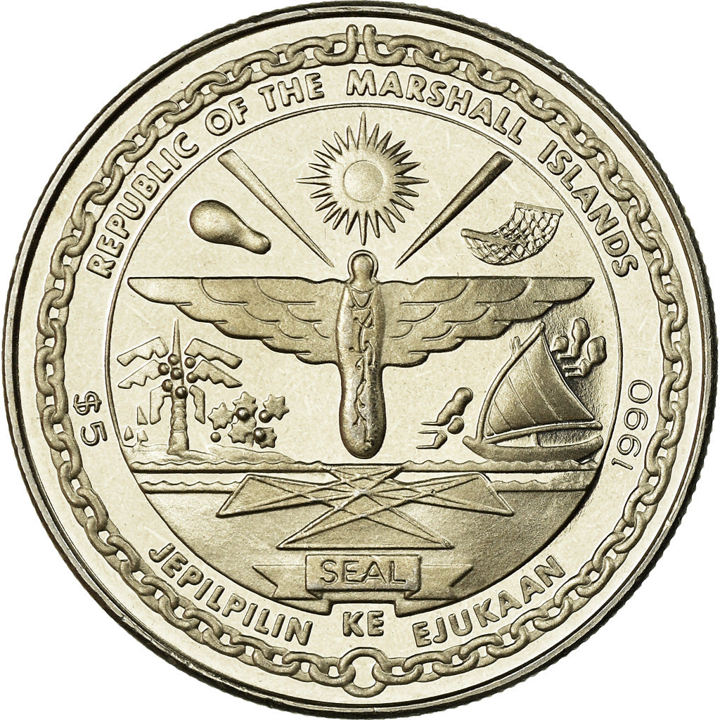 Coin, Marshall Islands, 5 Dollars, 1990, Medallic Art Co., MS(65-70)