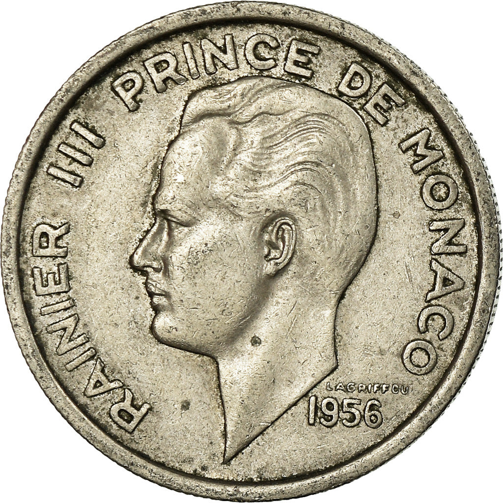 Monaco, Rainier III, 100 Francs, Cent, 1956, EF(40-45), Copper-nickel, KM:134