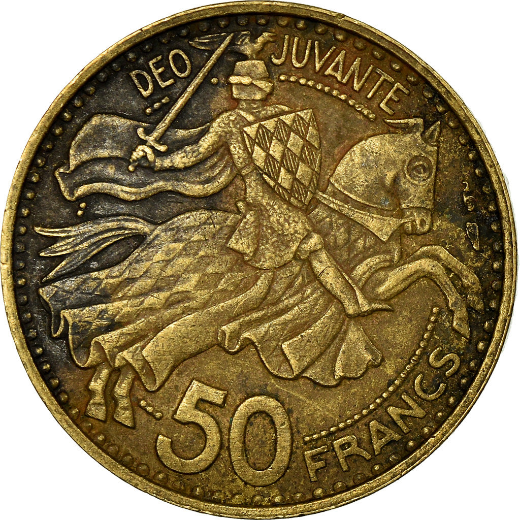 Coin, Monaco, Rainier III, 50 Francs, Cinquante, 1950, Monaco, EF(40-45)