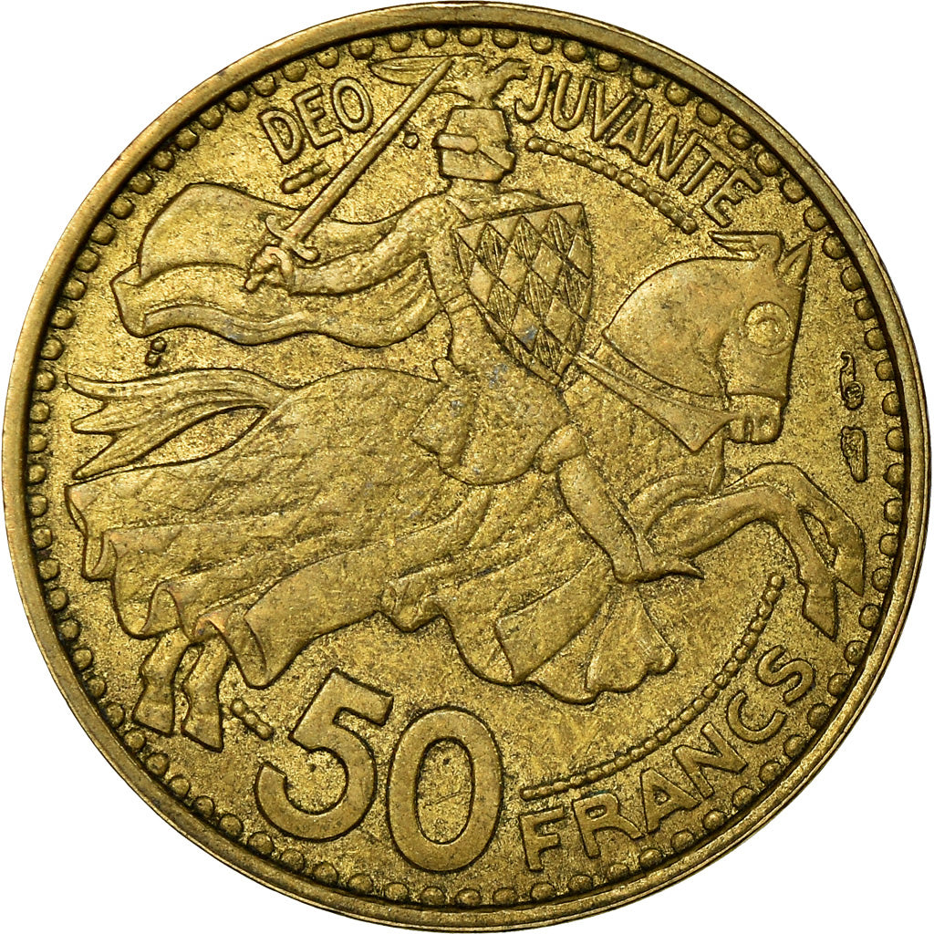 Coin, Monaco, Rainier III, 50 Francs, Cinquante, 1950, Monaco, EF(40-45)