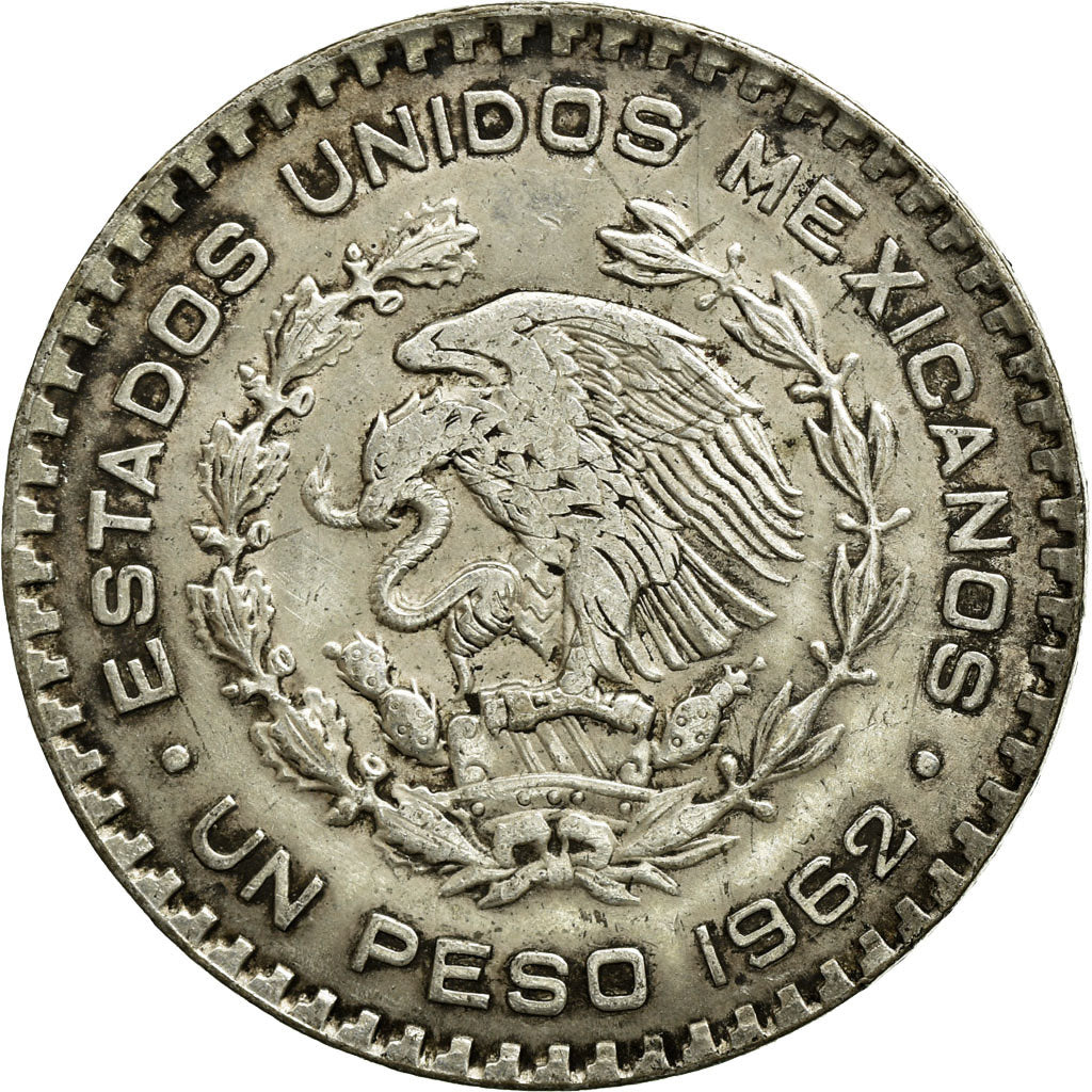 Coin, Mexico, Peso, 1962, AU(50-53), Silver, KM:459