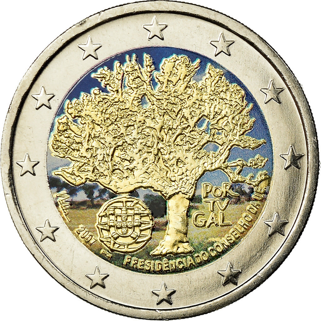 Portugal, European Union, 2 Euro, 2007, Colorised, SPL, Bi-Metallic
