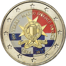 Malta, 2 Euro, Police force, 2014, Colorised, MS(63), Bi-Metallic