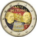 Germany, 2 Euro, Traité de l'Elysée, 2013, Colorised, MS(63), Bi-Metallic