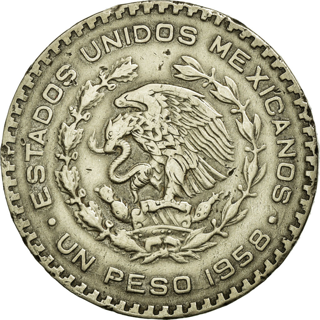 Münze, Mexiko, Peso, 1958, SS+, Silber, KM:459