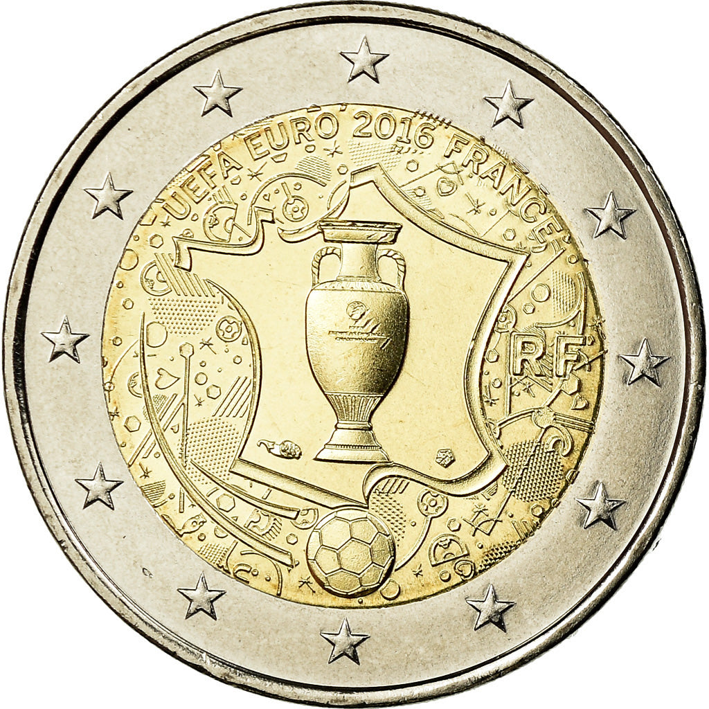 France, Monnaie de Paris, 2 Euro, UEFA Euro 2016, 2016, MS(65-70), Bimetallic