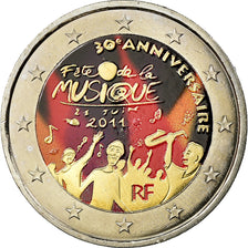França, 2 Euro, Fête Musique, 2011, Colorised, MS(63), Bimetálico, KM:1789