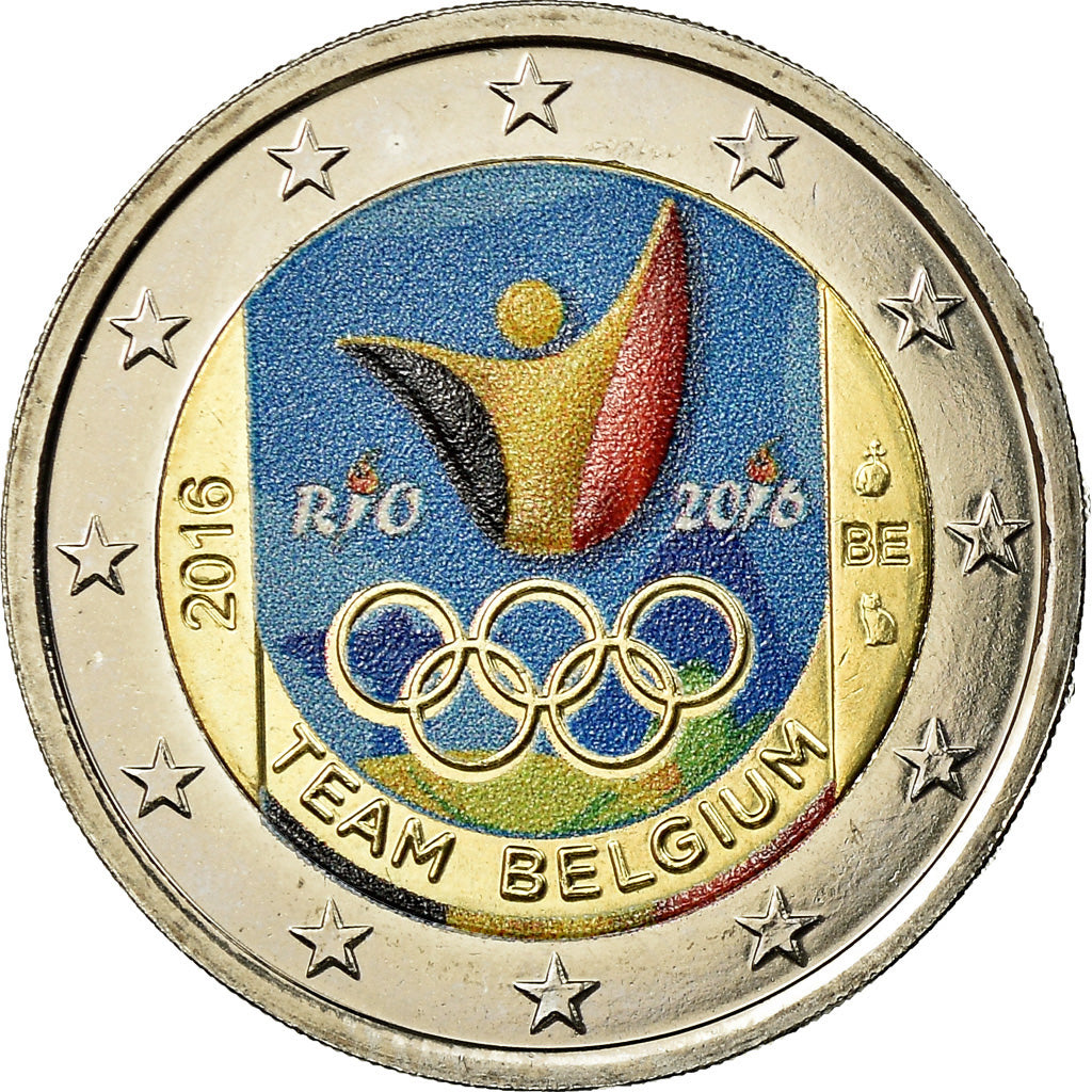 Belgium, 2 Euro, Team Belgium, 2016, Colorised, MS(63), Bi-Metallic