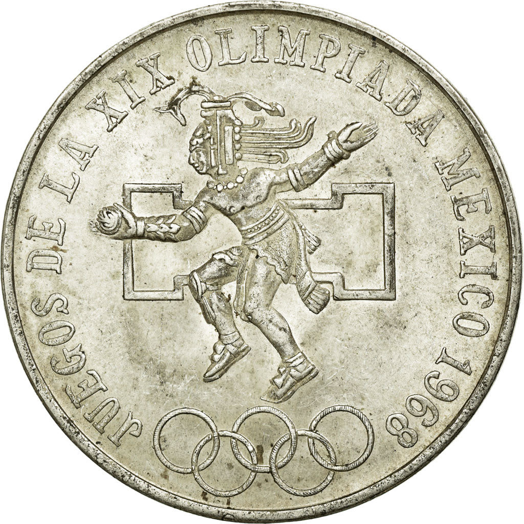 Coin, Mexico, 25 Pesos, 1968, AU(50-53), Silver, KM:479.2
