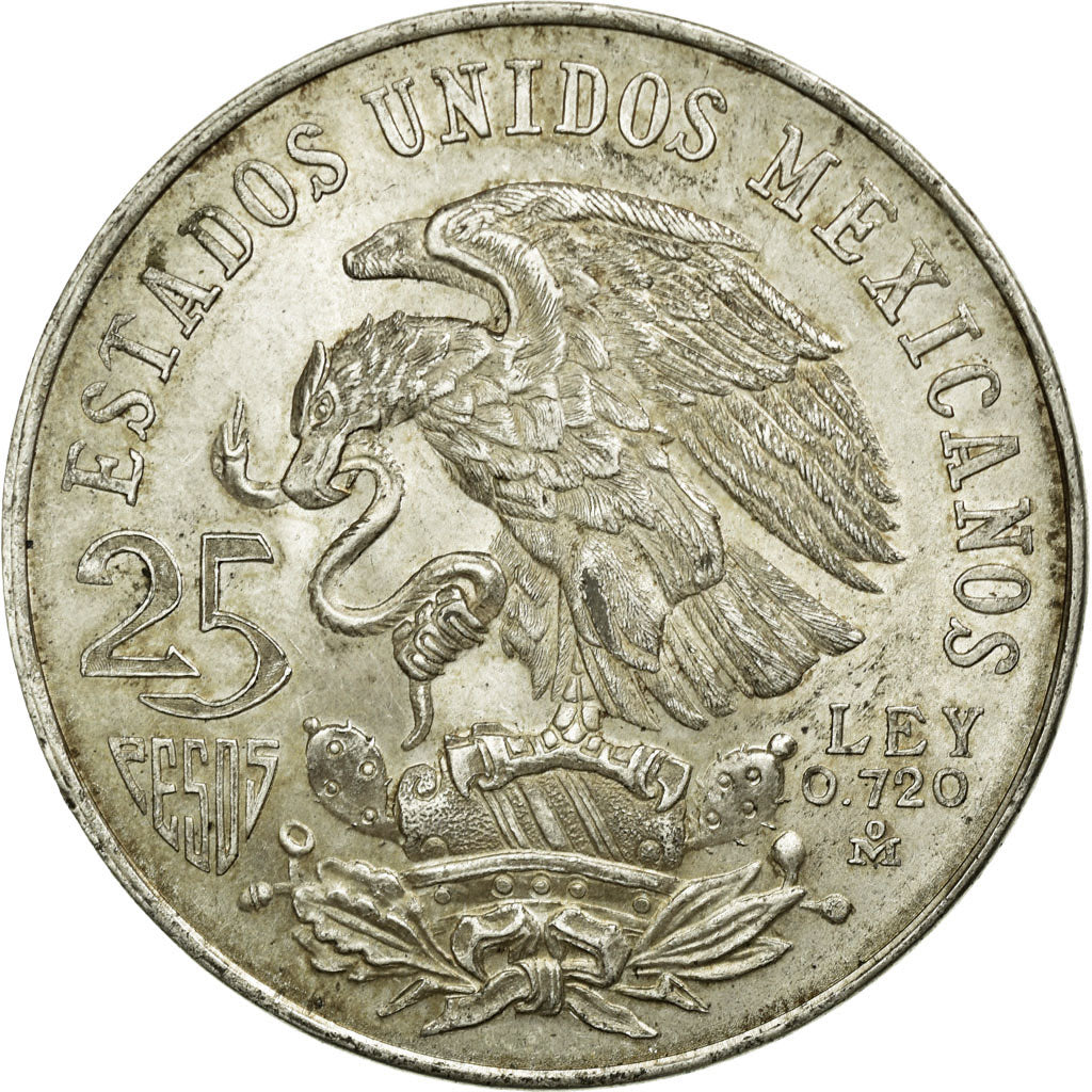 Coin, Mexico, 25 Pesos, 1968, AU(50-53), Silver, KM:479.2