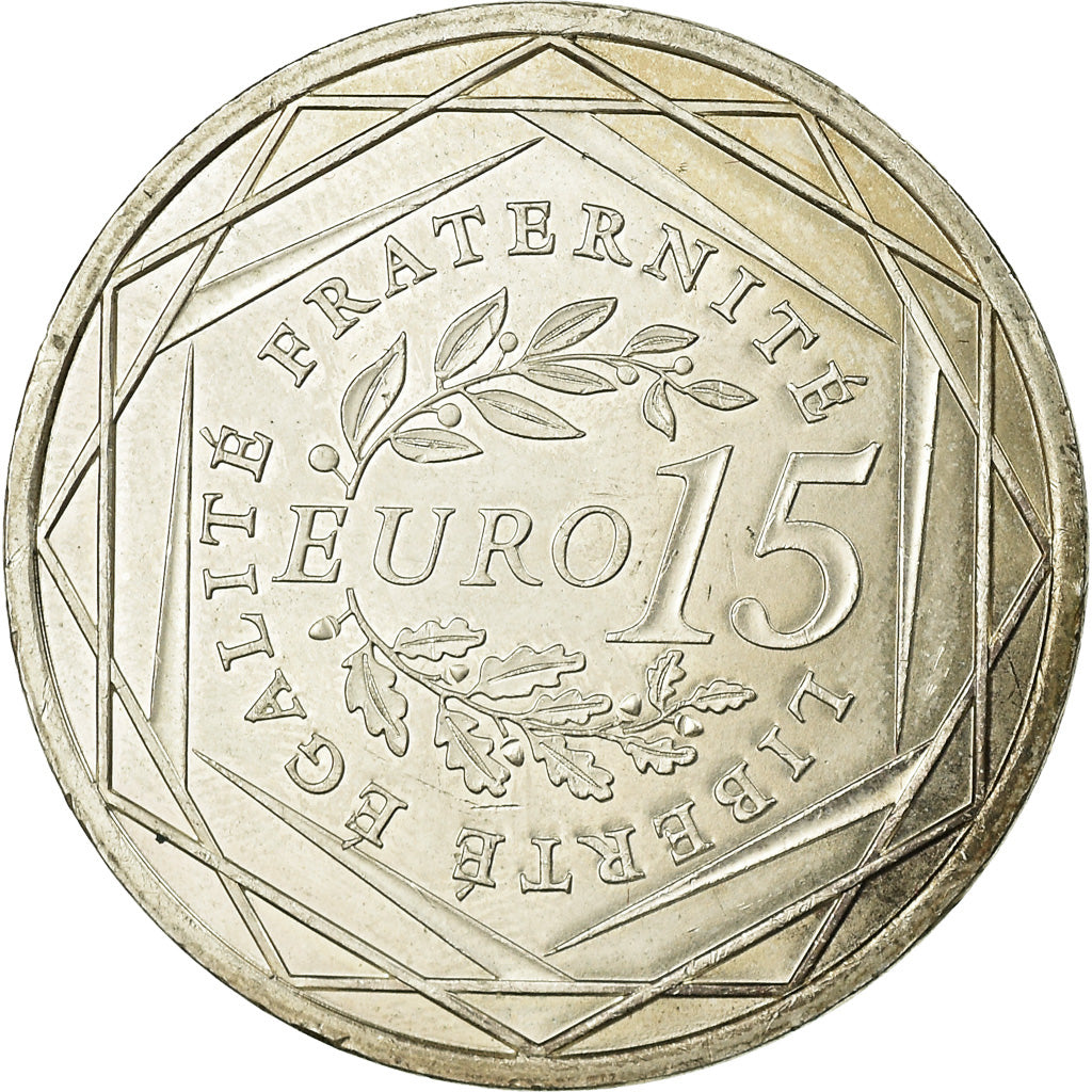 France, 15 Euro, 2008, AU(55-58), Silver, KM:1535