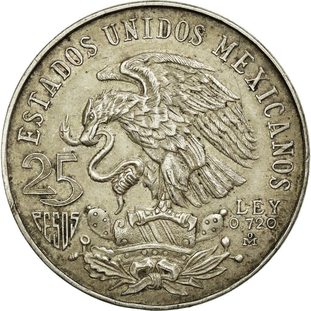 Coin, Mexico, 25 Pesos, 1968, AU(50-53), Silver, KM:479.2