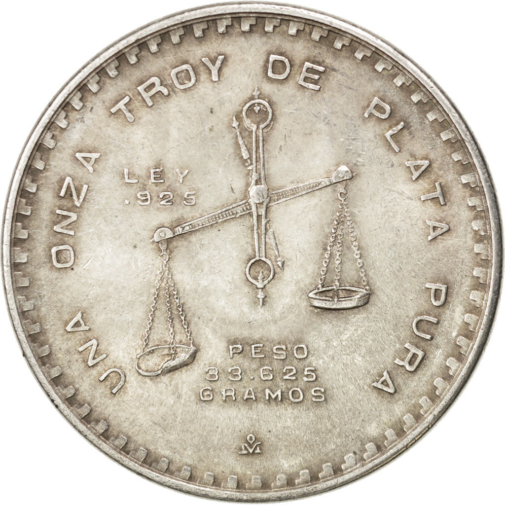 MEXICO, Onza, 1980, Mexico City, KM #M49b.5, AU(55-58), Silver, 41, 33.68