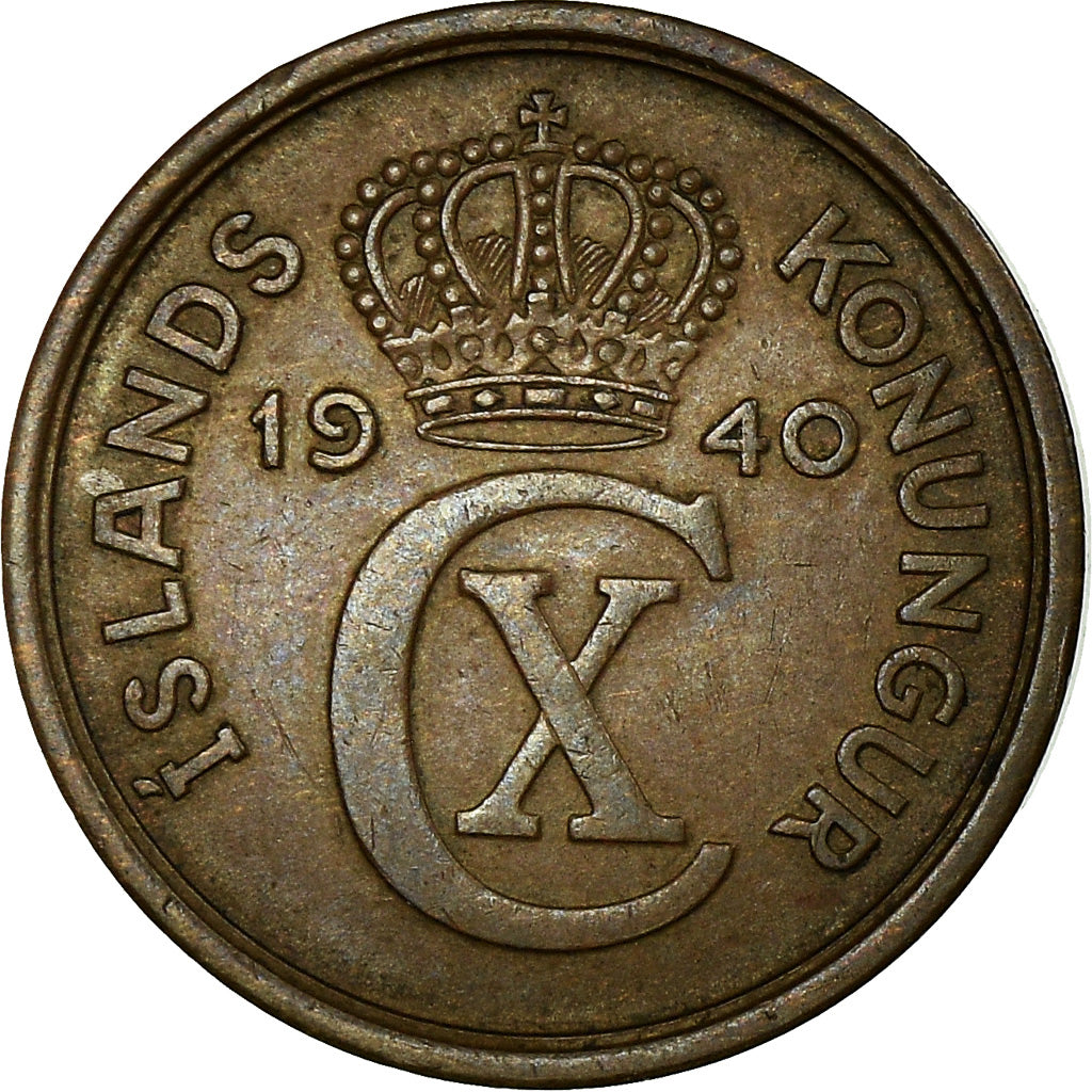 Monnaie, Iceland, Christian X, 2 Aurar, 1940, Londres, TTB, Bronze, KM:6.2