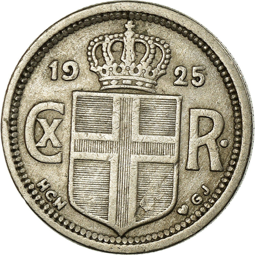Coin, Iceland, Christian X, 25 Aurar, 1925, Copenhagen, EF(40-45)