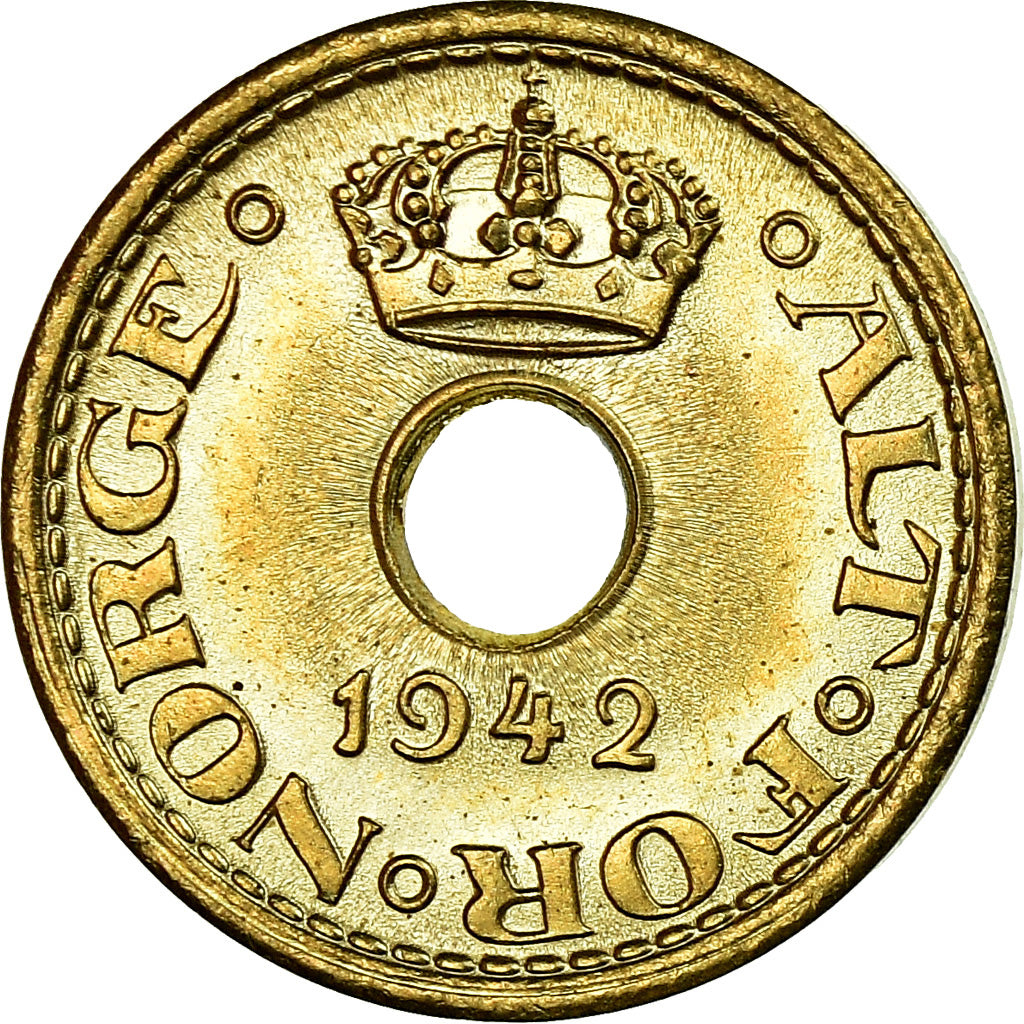 Coin, Norway, Haakon VII, 10 Öre, 1942, AU(55-58), Zinc, KM:389