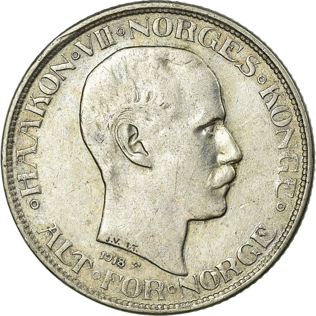 Coin, Norway, Haakon VII, 50 Öre, 1918, EF(40-45), Silver, KM:374