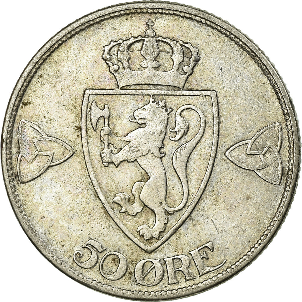 Coin, Norway, Haakon VII, 50 Öre, 1918, EF(40-45), Silver, KM:374