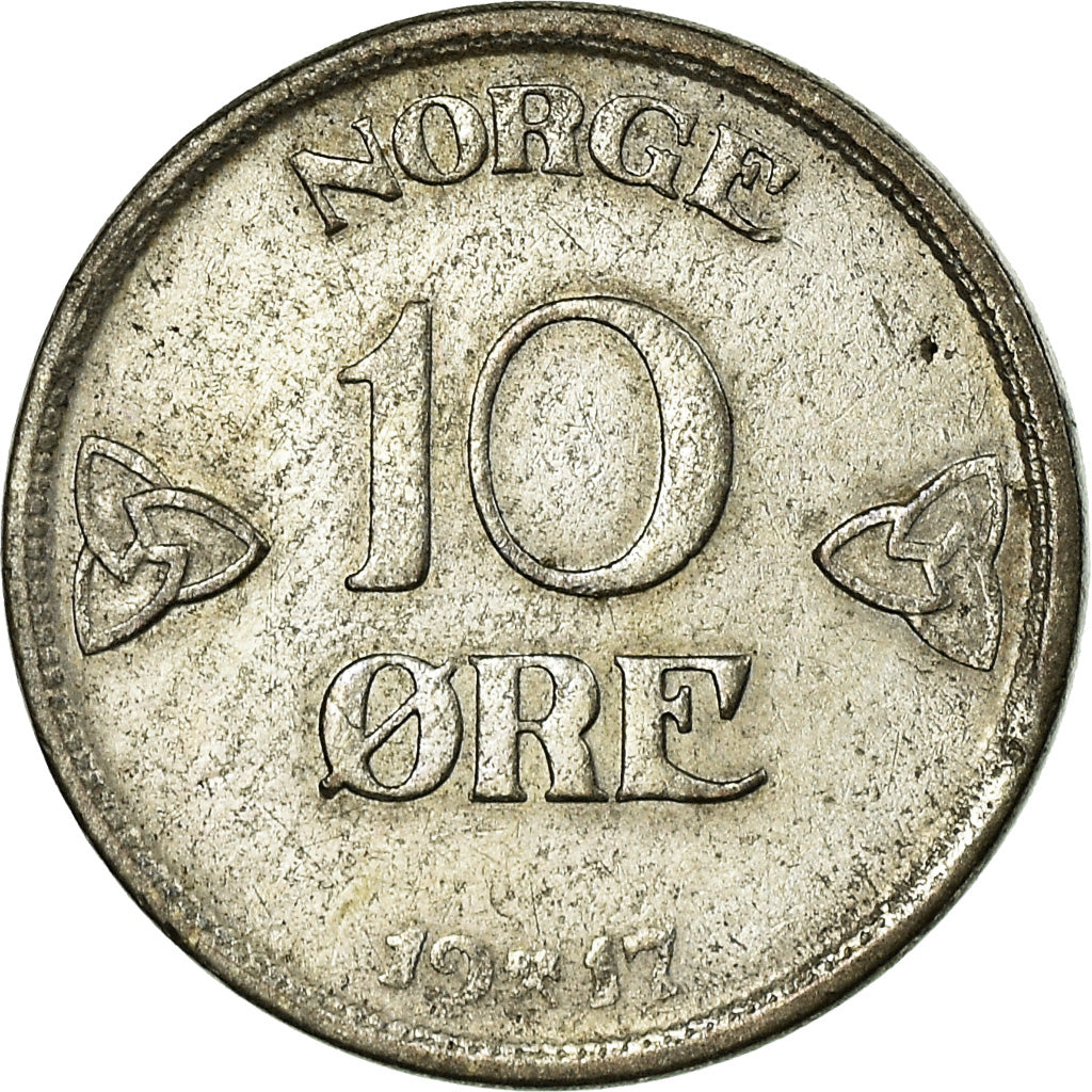 Coin, Norway, Haakon VII, 10 Öre, 1917, EF(40-45), Silver, KM:372
