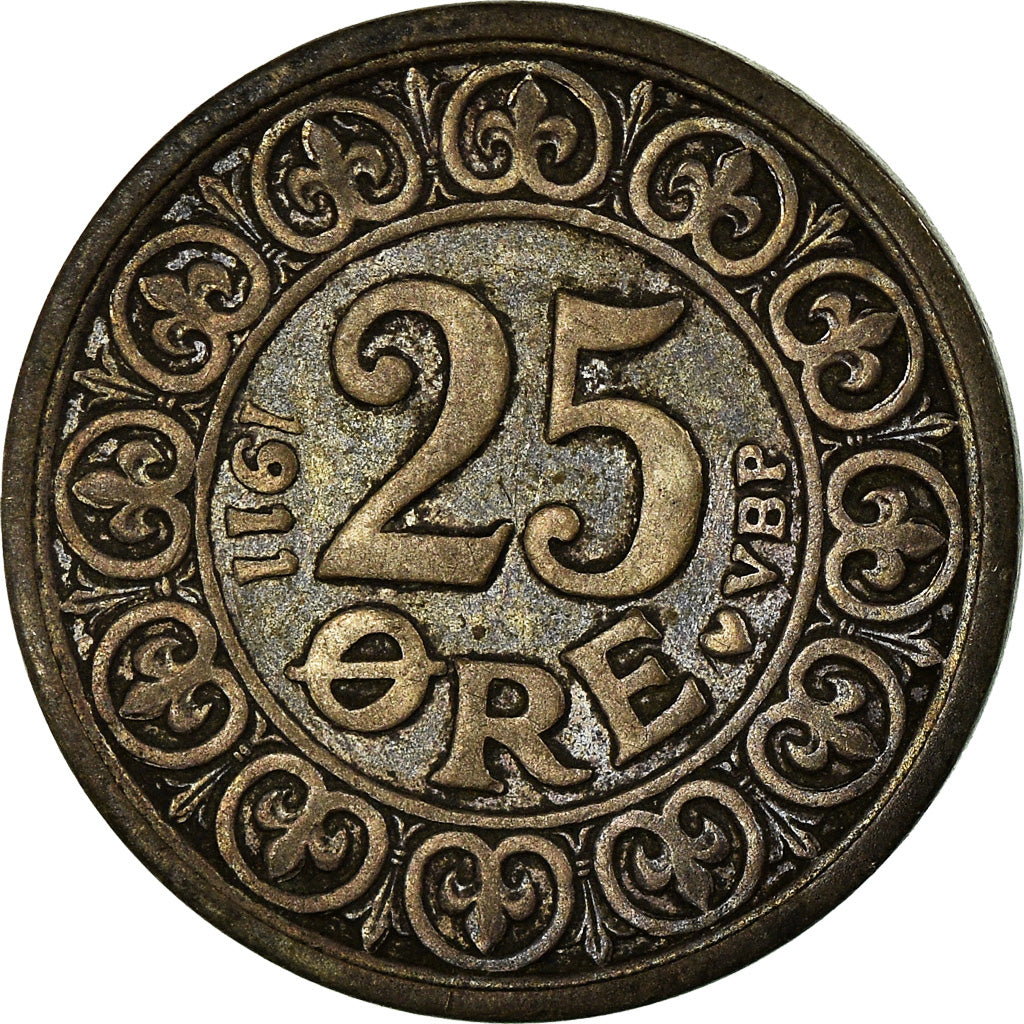 Coin, Denmark, Frederik VIII, 25 Öre, 1911, Copenhagen, EF(40-45), Silver