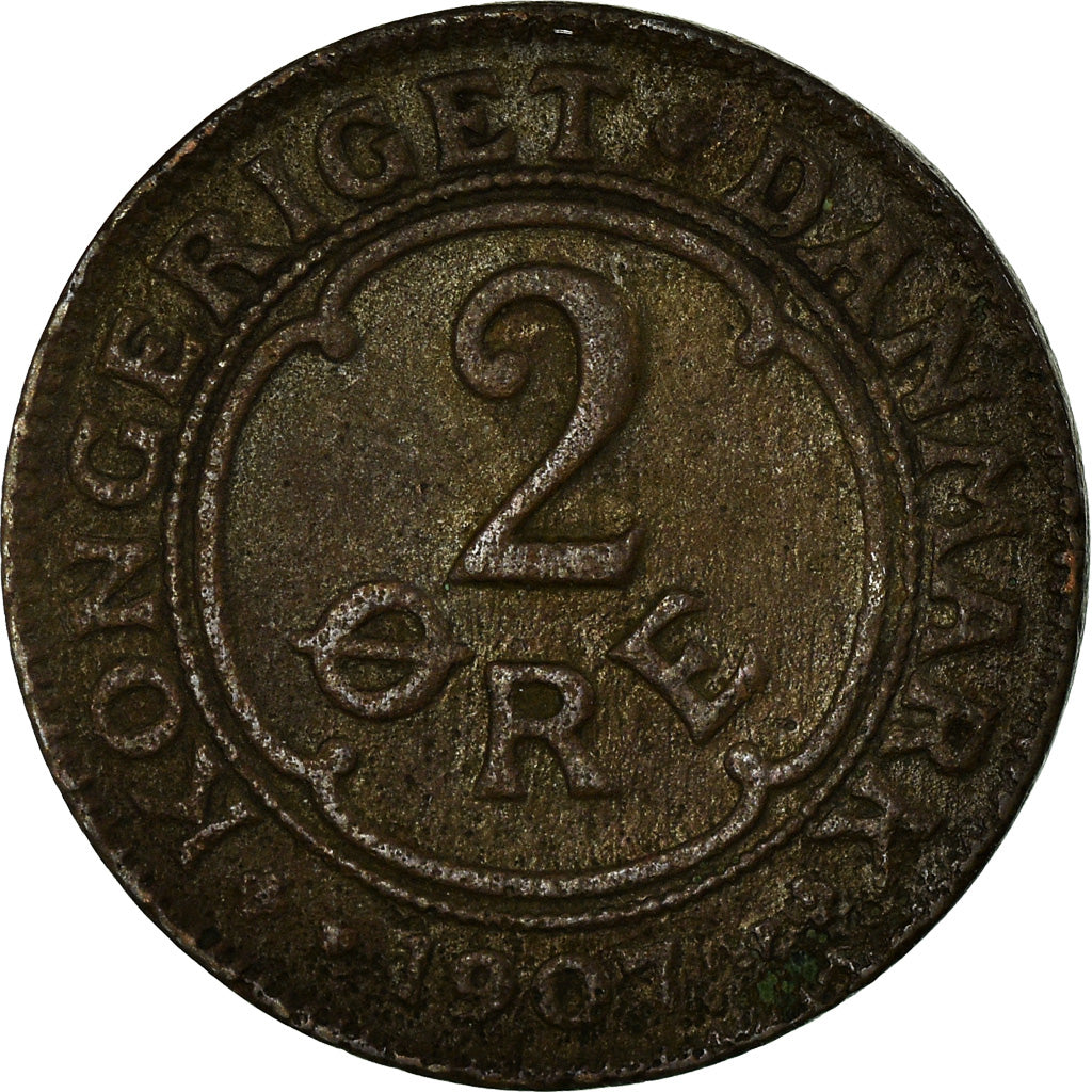 Coin, Denmark, Frederik VIII, 2 Öre, 1907, Copenhagen, VF(30-35), Bronze