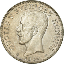 Coin, Sweden, Gustaf V, 2 Kronor, 1939, Copenhagen, MS(63), Silver, KM:787
