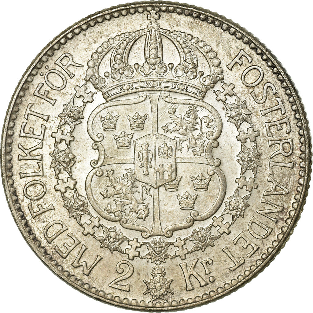Coin, Sweden, Gustaf V, 2 Kronor, 1939, Copenhagen, MS(63), Silver, KM:787