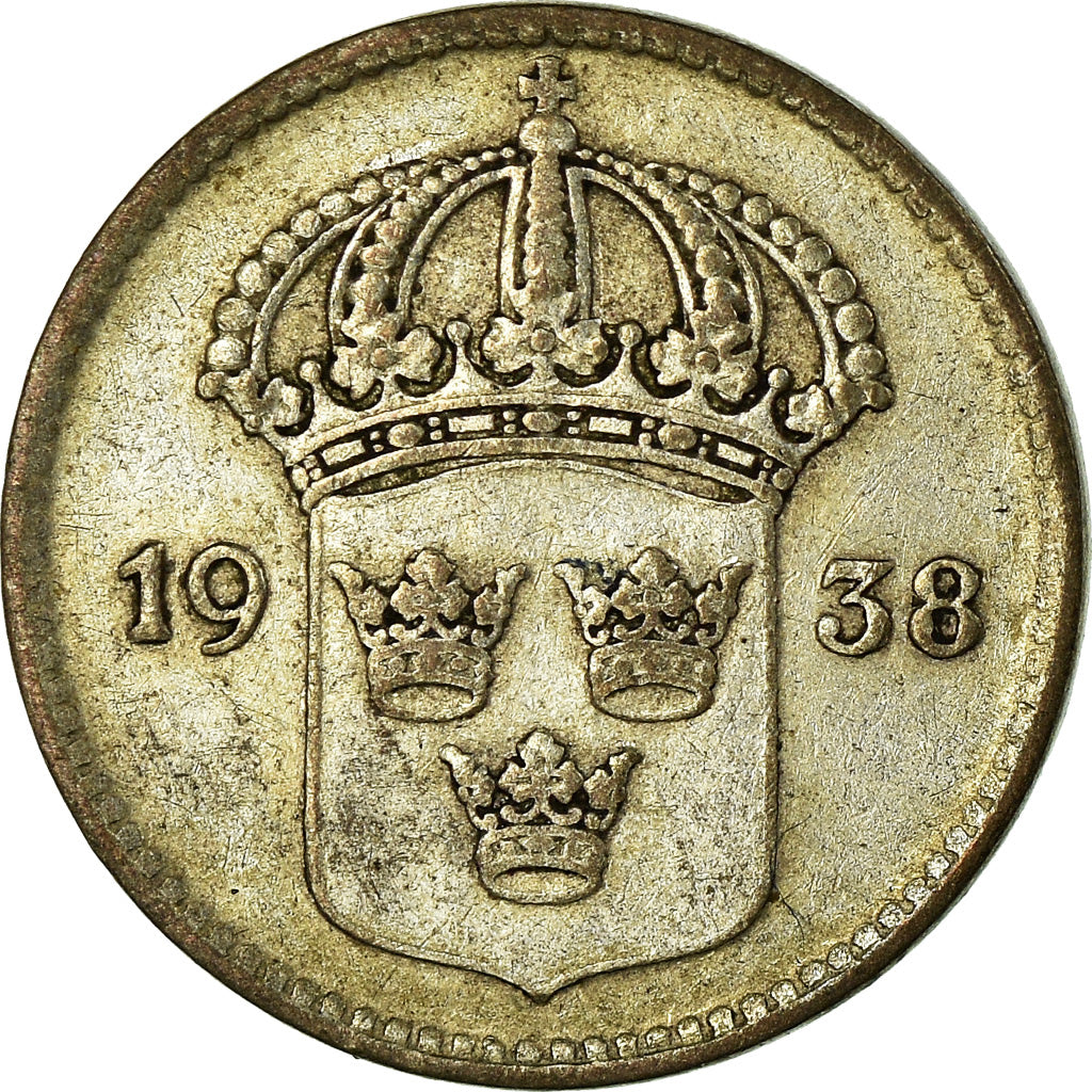 Münze, Schweden, Gustaf V, 10 Öre, 1938, SS, Silber, KM:780