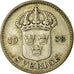 Monnaie, Suède, Gustaf V, 25 Öre, 1938, TTB, Argent, KM:785