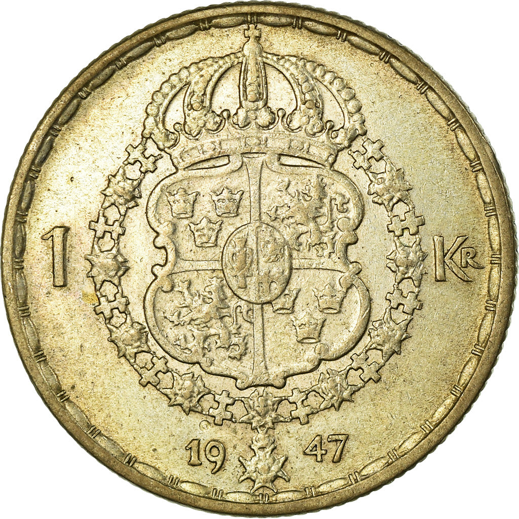 Coin, Sweden, Gustaf V, Krona, 1947, EF(40-45), Silver, KM:814