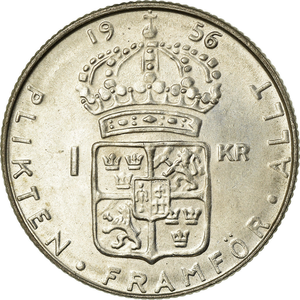 Coin, Sweden, Gustaf VI, Krona, 1956, AU(55-58), Silver, KM:826