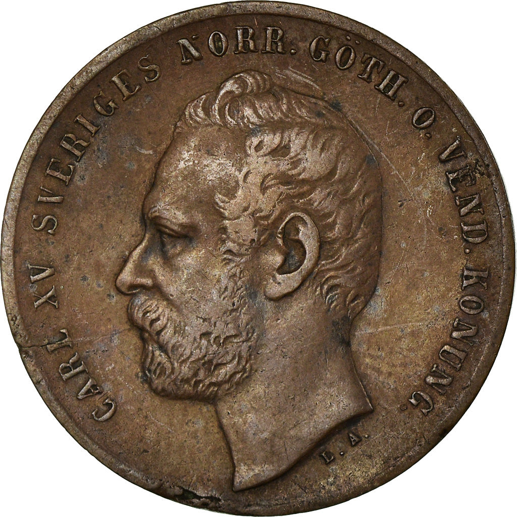 Coin, Sweden, Carl XV Adolf, 2 Öre, 1861, EF(40-45), Bronze, KM:706