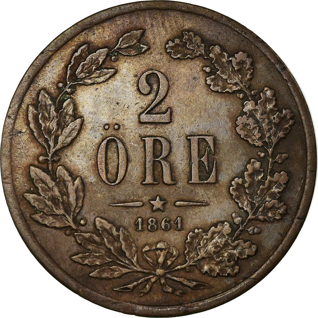 Coin, Sweden, Carl XV Adolf, 2 Öre, 1861, EF(40-45), Bronze, KM:706