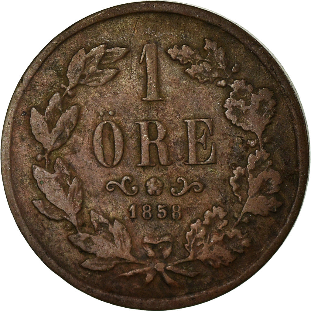 Coin, Sweden, Oscar I, Ore, 1858, VF(30-35), Bronze, KM:687