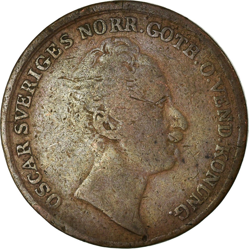 Monnaie, Suède, Oscar I, 2/3 Skilling, 1850, TB, Cuivre, KM:663